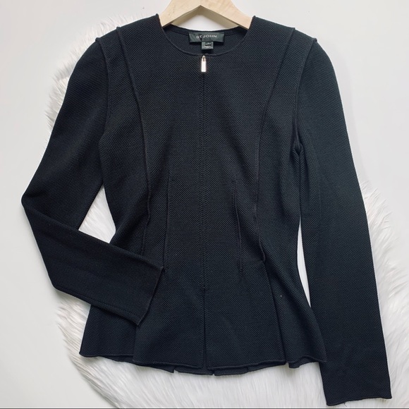 St. John Sweaters - St. John | Black Knit Zip Up Jacket sz 2